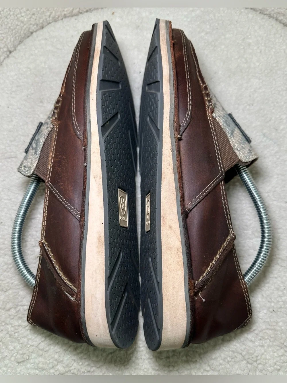 Ariat Cruiser Brown Leather Camo American Flag Slip On Loafers Comfortable 9.5